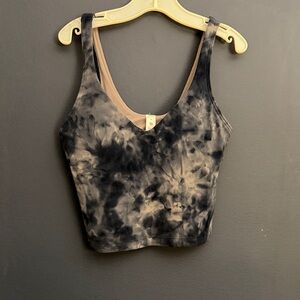 Lululemon Tie Dye Longline Sports Bra Tank Size 0 Blue Workout Top